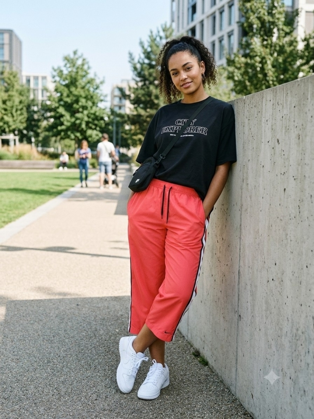 Nike Coral Track Joggers with White Side Stripe